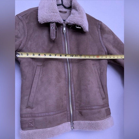 Zara Suede Moto Jacket Faux Fur Lined Medium M Women’s Biker - Picture 8 of 10